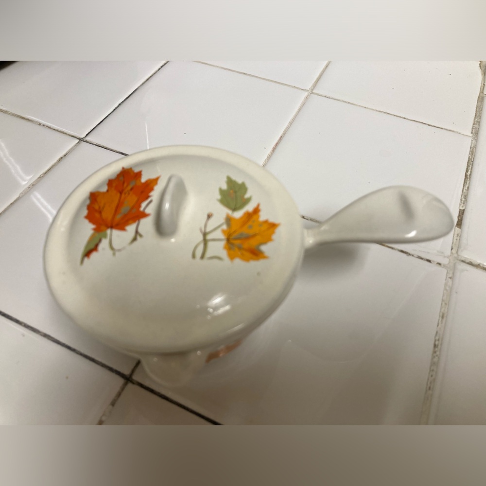 Vintage Cast Iron Descoware Autum Leaf Covered Butter Warmer Janis Paige Estate